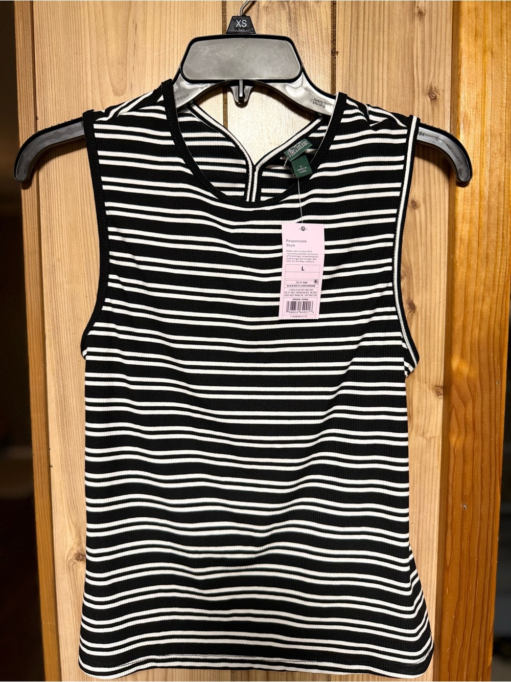 wild fable Black & White Striped Ribbed Tank